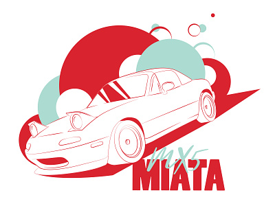 Icon 008 Miata automotive cars design icon illustration kansas city linear red teal vector