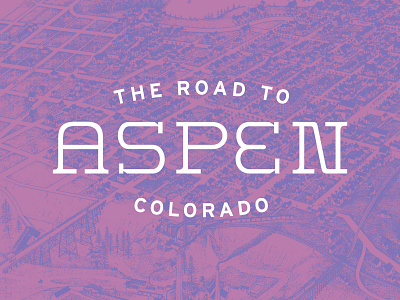Road to Aspen aspen colorado colors design duotone lockup map mountains pink purple road roadtrip typography