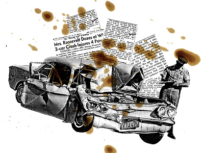 Crash automotive car crash cars collage corvair crash design handmade kansas city newspaper oil texture