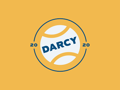 Darcy 2020 (Weekly Warm-up #7) badge black lab blue branding campaign darcy design dog kansas city labrador logo political president tennis ball typography vector weekly warm up yellow