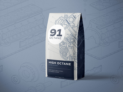 Octane Coffee - Weekly Warm-up #8 automotive blue branding cars coffee design engine kansas city linear octane technical typography vector weekly warm up