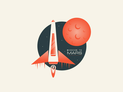 Mission to Mars (Weekly Warm-up #13) blue design illustration kansas city mission orange planet space spaceship stars typography vector weekly warm up