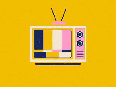 Vintage TV design illustration kansas city mid-century television texture vector vintage yellow