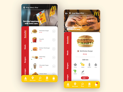 McDelivery App Redesign adobexd app delivery design design2020 fastfood figma india information architecture interaction design mcdonalds mobile app redesign ui ux