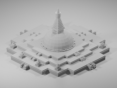 Low Poly Boudhanath - WIP ancient temples b3d blender blender eevee blender3dart boudha boudha stupa boudhanath design illustration low poly lowpolyart nepal stupa stylustechnology