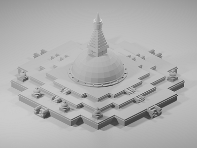 Low Poly Boudhanath - WIP ancient temples b3d blender blender eevee blender3dart boudha boudha stupa boudhanath design illustration low poly lowpolyart nepal stupa stylustechnology