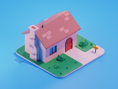 Cartoon House b3d blender3d cartoon house diorama isometric isometric design polygon runway render stylustechnology