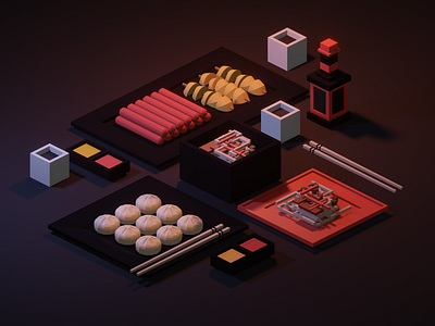 Low Poly Food aalu ra sausage b3d blender3d blender3dart chowmein design illustration isometric momo nepal stylustechnology thukpa