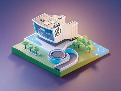 Avengers HQ avengers avengersendgame b3d blender3d diorama illustration isometric lowpoly nepal stylustechnology