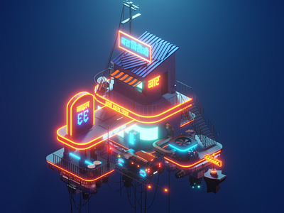 Cloud Station 66 b3d blender3d diorama dribbble nepal gas station illustration isometric isometric design low poly low poly art nepal nepali stylustechnology