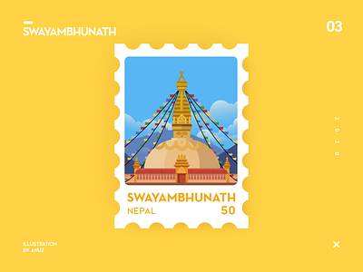 Swayambhunath [Nepal] Stamp buddhism flat illustration flat illustrations illustration monkey temple nepal nepal art nepal design stylustechnology