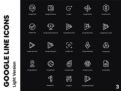 Google Application Line Icon - 1 (Light Version) design flat icon illustration light lighticons lineicons vector