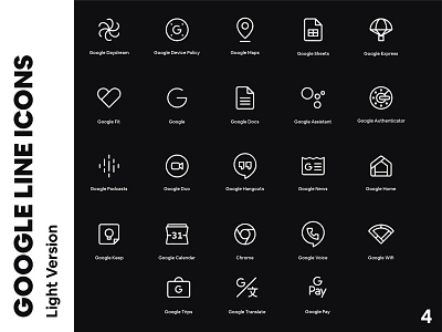 Google Application Line Icon - 2 (Light Version) design flat icon illustration light lighticons lineicons vector