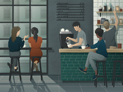 In the Coffee Shop coffeeshop illustraion illustrator