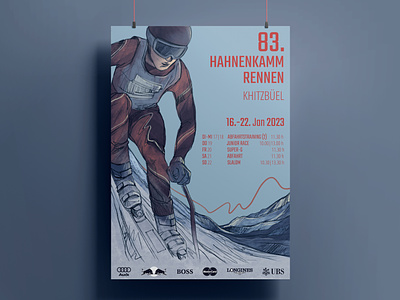 83. Hahnenkamm Races Poster artwork digital illustration illustraion illustrator poster poster contest poster design skiing sport sport poster sportsman