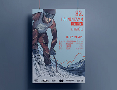 83. Hahnenkamm Races Poster artwork digital illustration illustraion illustrator poster poster contest poster design skiing sport sport poster sportsman