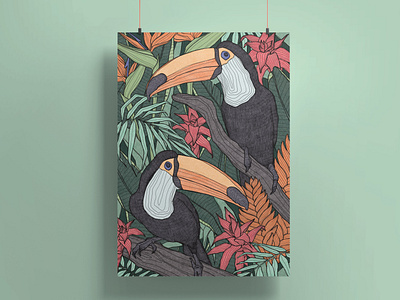 Wild / Inktober 52/22 artwork birds digital illustration flowers illustration illustration art illustrator inktober jungl tropical tropics tucans wild wild life