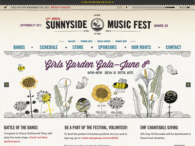 Sunnyside Music Fest Website ui design ux design web design