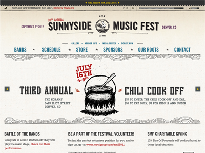 Sunnyside Music Fest Website ui design ux design web design