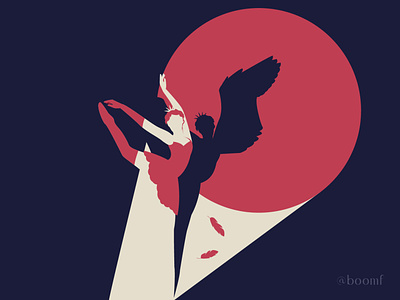 Black Swan ballerina ballet bird black character dance elegant girl grace illustration red scene swan vector wings woman