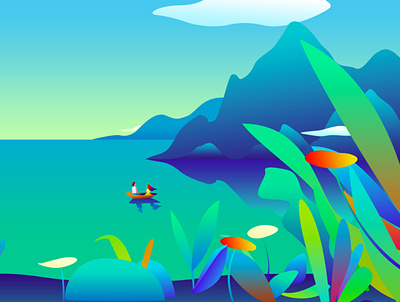 travel clound design illustration love mountain palnts seaside