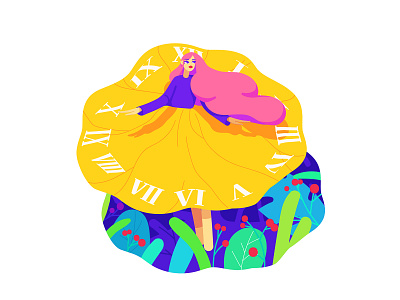 Meet Life design flowers girl illustration lady plants time timer