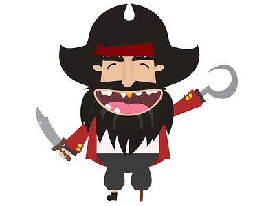 Pirate beard hook illustration peg leg pirate sword