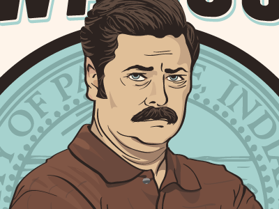 Ron Swanson illustration portrait