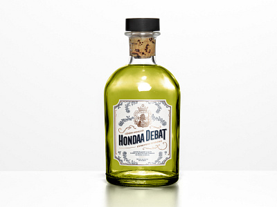 Hondaa Debat alcohol bearn french liquor genepi graphic design label design