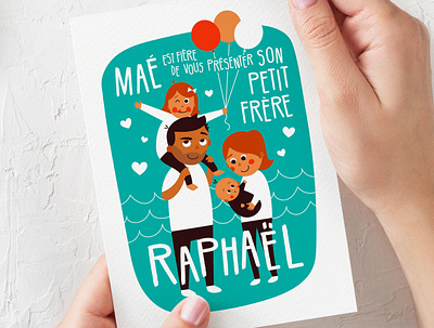 Raphaël birth announcement graphic design illustration vector