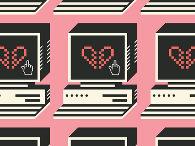 💾 Can't Compute 💾 bitmap computer heart holidays illustration illustrator love mac middle finger old pattern pink pixels valentine valentines day valentinesday vaporwave vday vintage design vintage mac