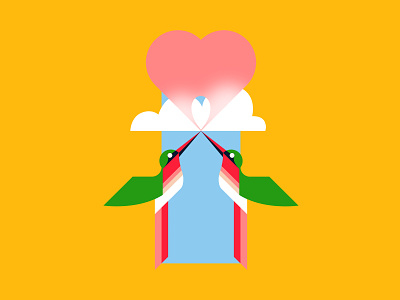 💖Hummingbird Heartbeat 💖 bird bubble gum cloud fly gum heart humming bird hummingbird illustration illustrator love music pattern pop pop art popart sky transparency valentine yellow