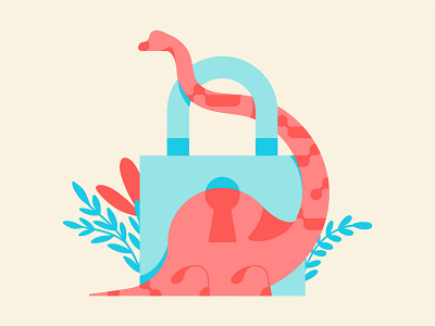 🦕 Internet Explorer is Dead 🦕 brontosaurus clever dinosaur illustration illustrator internet lock palette plants simple vector