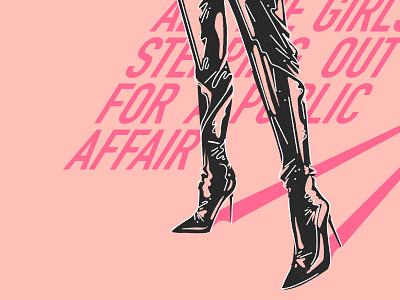 👠🚨 Public Affair 🚨👠 black boots fashion fashion illustration illustration light love palette pink procreate texture