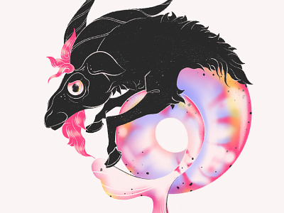 Capricorn - y animals astrology capricorn fish goat gradient illustration palette procreate shine zodiak