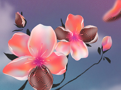🍒🌸 Cherry Blossom 🌸🍒 clouds composition floral flower gradient illustration illustrator music palette pattern pink plant pop pop art procreate spring