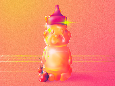🍯🐝 Honey 🐝🍯 bear cherry gradient honey illustration music op art palette pink pop art procreate sweet