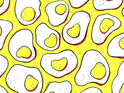 love is a yolk <3 breakfast egg eggs heart illustration illustrator palette pattern pattern design procreate red yellow yolk