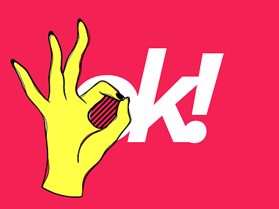 A—OK digital art drawing geometric hand illlustration illustration ok palette pattern procreate red stripe typogaphy yellow