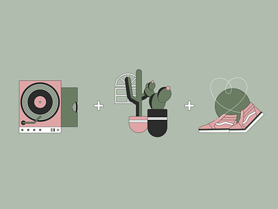 Subcultures 02 cactus design house plant icons illustration illustrator music palette plant procreate record record player sneaker cullture sneakers vans