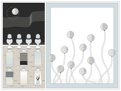 Line/Texture Study abstract bird brick building comic day flower night pains palette pigeon window