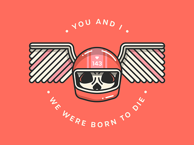🛵 Born to Die 🛵 badge born to die cherub helmet illustration lana del rey love lyrics motorbike motorcycle motorcycle helmet skull skull art skull logo sticker valentine valentinesday vector wings