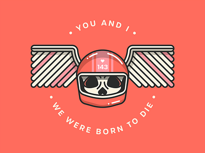 🛵 Born to Die 🛵 badge born to die cherub helmet illustration lana del rey love lyrics motorbike motorcycle motorcycle helmet skull skull art skull logo sticker valentine valentinesday vector wings