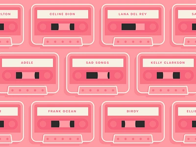 📀Sad Songs 📀 artist casette illustration illustrator love monochromatic monochrome music music player palette pattern pink pop art pop culture sad songs songs tape valentine vintage