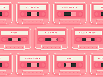 📀Sad Songs 📀 artist casette illustration illustrator love monochromatic monochrome music music player palette pattern pink pop art pop culture sad songs songs tape valentine vintage