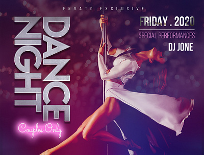 Dance Night Flyer Template dancer event flyer lady mockup night party poster psd psd design psd template
