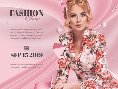 Fashion Show Flyer dance design event events fashion flyer lady mockup party pink poster psd mockup show stage woman