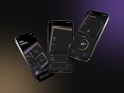 Smart home control app app dark mode design mobile mobile app smart home ui ux