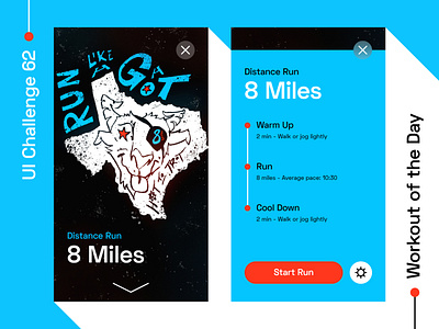 Daily UI Challenge 62 - Workout of the Day 62 dailyui fitness illustrator interface photoshop running xd