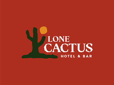 Lone Cactus Hotel & Bar Logo arizona colorful flat hotel logo